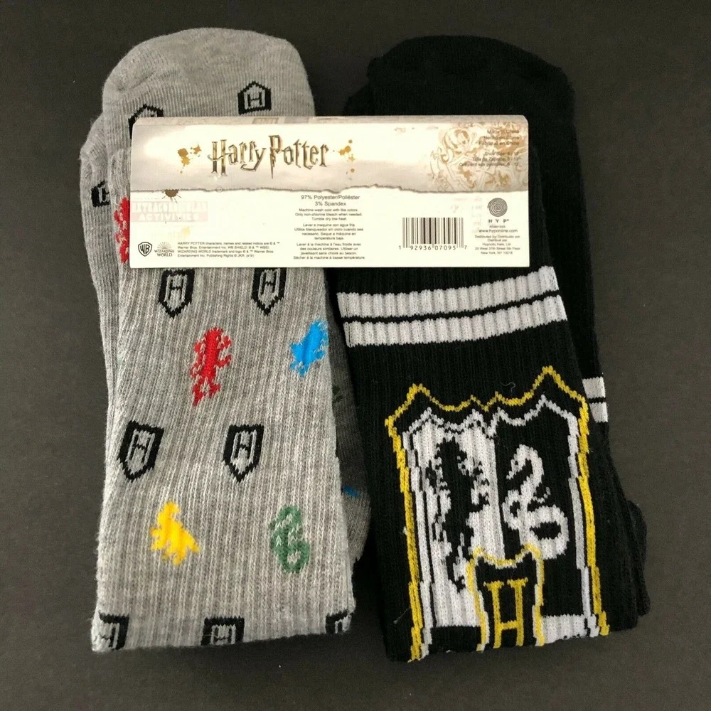 Harry Potter Crew Socks Adult Hogwarts Wizarding World 2 Pairs NEW